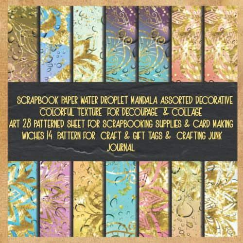 scrapbook paper water droplet mandala assorted decorative colorful texture for decoupage & collage art 28 patterned sheet for scrapbooking supplies ... craft & gift tags & crafting junk journal