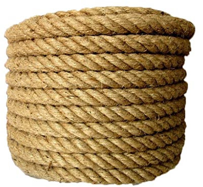 Corde de chanvre naturel Corde de jute naturelle 20 mm Corde de jute solide torsadée Corde de chanvre Corde tout usage pour travaux manuels, ficelle de jardin décorative pour aménagement paysager