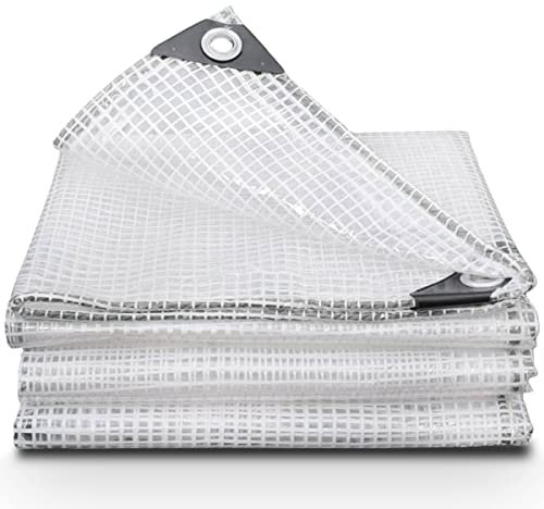 Clear Tarpaulin Waterproof Heavy Duty Cut-Size 4m x 5m Plastic Tarp 175GSM Mediumweight Multipurpose Tarpaulin Sheet used to cover Garden Furniture Shed and as Ground Sheets for Camping (13ft x 16ft)