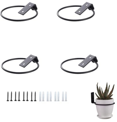 CURTEK Lot de 4 supports muraux pliables en métal pour pot de fleurs de 10,2 cm - Pour décoration intérieure et extérieure