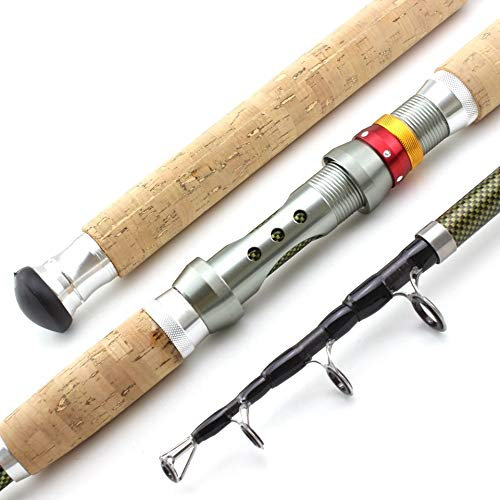 KURTIK Angelrute,Teleskop Angelrute 2.1m 2.4m 2.7m 3.0m 3.6m Teleskop Angelrute Carbon-Holzgriff Spinnrute Extra Heavy Karpfenangeln Pole Sea Tackle (Size : 2.1 m)