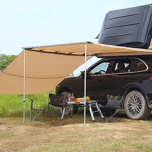 WOLWES Toldo Coche con Tela Lateral, Toldo Lateral del Coche, PU3000mm, UPF50+, Toldo Furgoneta Camper Toldo Camper (Size : 200 * 300cm+300cm Side Cloth)