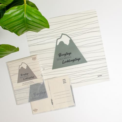 Kumanu | Bio-Bienenwachstuch verpackt als Grußkarte DinA6 | Größe 25x25cm | verschiedene Motive | handgemacht in Tirol (Bergtage)
