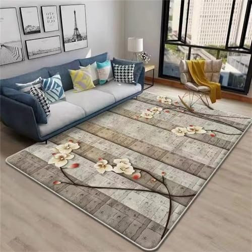 Kunsen 80X160CM Teppich Bettumrandung Der weiche und Bequeme Kurzflor im abstrakten Stil ist schmutzabweisend rutschfest Wohnzimmer Modern grau Haus Dekoration Flur Waschbar
