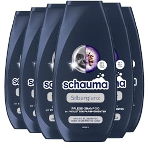 Schwarzkopf Schauma Shampoo per la cura dell'argento lucido (6 x 250 ml), lo shampoo d'argento aiuta a ridurre lo scolorimento giallastro, shampoo per capelli grigi, biondi o sbavati