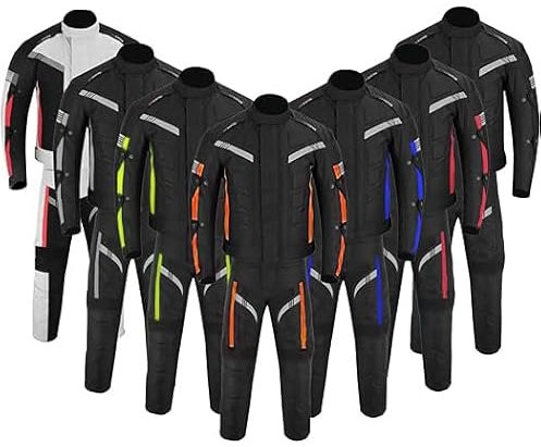 Traje de Moto de 2 Piezas, Chaqueta y Pantalones de Moto Impermeables, Chaqueta de Carreras Reflectante para Hombre, con Protector de Motociclismo CE Tank Rainwear (EN-17092) (Naranja, L)
