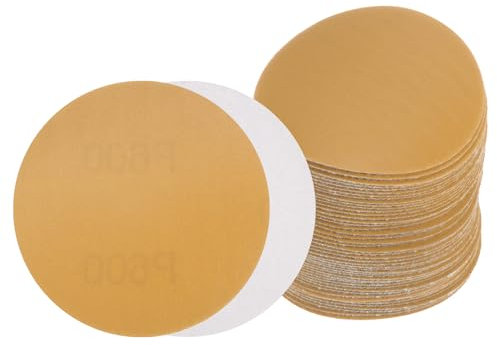 Kozelo 50pcs No Hole Sanding Discs- [ 3 Inch 600 Grit ] Round Hook and Loop Grip Sanding Pads Sandpaper for Automotive Woodworking Metal Polishing Use| Gold, Aluminum Oxide