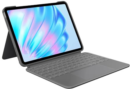 Logitech Combo Touch Tastatur-Case für iPad Air 11 Zoll (M2 und M3), iPad Air (5. Generation) – Abnehmbare Tastatur mit Hintergrundbeleuchtung und Halterung, Deutsches QWERTZ-Layout - Grau