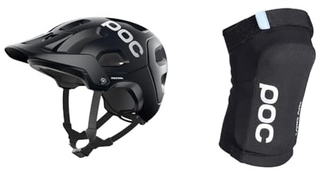 POC Tectal, Unisex Erwachsene Fahrrad Helm,schwarz (Uranium Black), M-L (55-58 cm) & Joint VPD Air Knee - Leichter und Flacher Knieschoner
