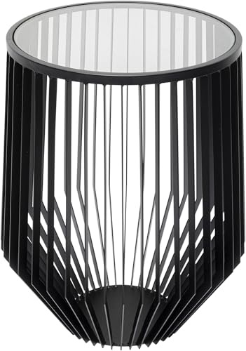Kare Design Beistelltisch Corinne, Schwarz, 40cm Durchmesser, Sicherheitsglas, Pflegeleicht, Designer Gestell, Runder Couchtisch, Wohnzimmertisch, Edelstahl, Glas Tischplatte, 50x40x40 cm (H/B/T)