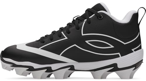 Under Armour Boys' Leadoff Icon Mid RM JR Baseball Cleats, (001) Black/White/Black, 1.5, US
