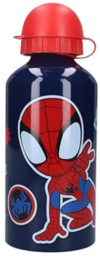 My sweety pop - Spidey Trinkflasche Blau Kinder Aluminium Kinder Kleinkind Kindergarten Schule Urlaub Mahlzeit 19cm 500ml Hydration Geschenkidee (Spidey - Blau/Rot)