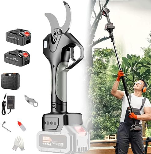 XZHWSZD Forbici da potatura a Batteria,Forbici da potatura elettriche con Asta,potatore a Batteria 2x1,5 Ah per potatura Alberi,potatore Elettrico,potatore a Batteria con Portata di 7,05 Piedi,110 V