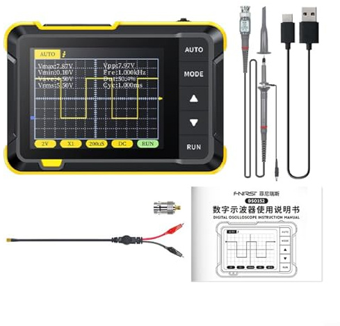 ChicBosomn Oscilloscope portable, mini oscilloscope numérique, petit oscilloscope portable DSO 152, kit d'oscilloscope numérique 200 kHz (standard)
