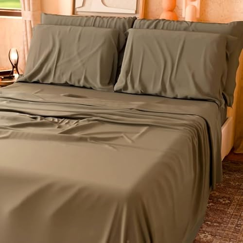 L'Emporio Casa Set Lenzuola Flanella Tinta Unita Letto Matrimoniale Caldo Cotone Invernale Felpate in Flanella Anti-Pilling 100% Cotone, (Fango)