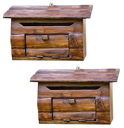 Cassetta postale protable postbox Piccola cassetta postale Cassetta postale da parete per esterni Cassetta postale in legno massello vintage per esterni Creativa 14,2x6,5x7,9 pollici Cassetta posta