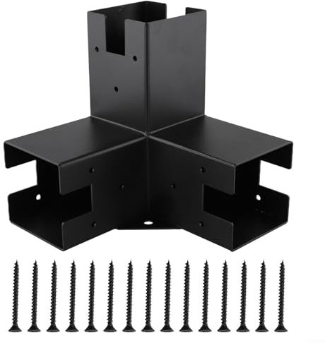 Pavillon-Zubehör, Holzhalterungs-Set, 3-Wege-Eckhalterung, Holzarbeiten, DIY-Pfosten-Basis-Set, Pergola-Pavillon-Halterungs-Set (3T)