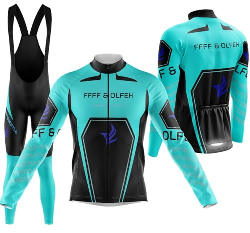 Abbigliamento Ciclismo Uomo Invernale Completo Abbigliamento Ciclismo Bici Pile Maglia Tuta Bicicletta,Vello Giacca e Pantaloni Salopette con 9D Imbottiti Gel
