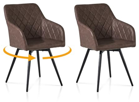 TUKAILAI Esszimmerstühle Drehbar 2er Set Kunstleder,Braun