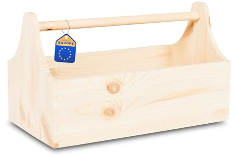 Pinus Werkzeugkiste mit Griff 34x18x20,5 cm Werkzeugkasten Naturholz