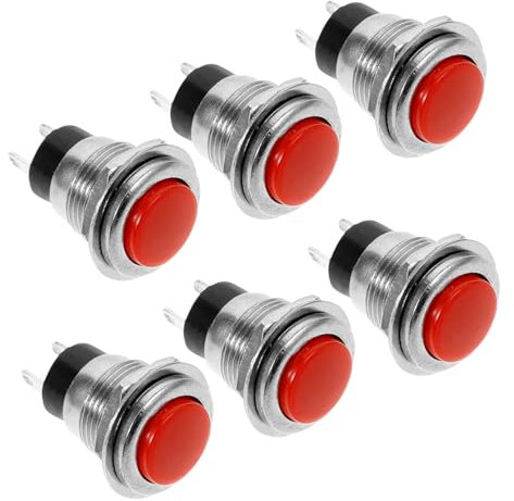 Amosfun Set Da 6 Pezzi Interruttori a Pulsante Momentanei Rossi 2 Pin Per Auto Autoripristino Piccolo Interruttore Elettrico Sostituzione Per Sistemi Automotive
