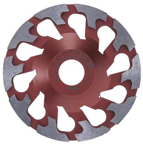 PRODIAMANT Diamant-Schleiftopf 130 mm x 25 mm rot – Für harten Beton & Industrieeinsätze – Für Betonschleifer – Bohrung 25 mm – Schleifteller