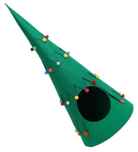 BUGUUYO Halbgeschlossener Katzenkäfig Weihnachten Aus Verschleißfestem Filz Grüner Katzenhöhlen Baum Warmer Haustierstall Für Entspannte Katzen Im Winter