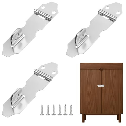 Hasp and Staple, Padlock Hasp, Hasps Lock, 3PCS 2 Inch Stainless Steel Shed Door Latch Door, Brushed Silver for Door Window Cabinet Pet Cage Crate Fitting Accessories