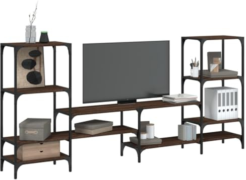 ZQQLVOO TV-Schrank Braun Eichen-Optik tv Board tv Regal HiFi Rack lowboard 206,5x28,5x95 cm Holzwerkstoff