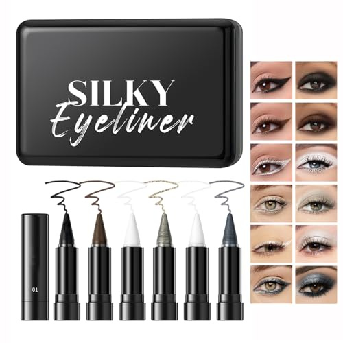 Gel-Eyeliner-Stift in 6 Farben, wasserfest, wischfest, flüssiger Eyeliner, matt, Halloween-Make-up