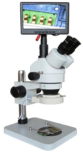 Microscope stéréo binoculaire à Zoom 7X-45X, avec écran d'affichage, Moniteur Couleur et lumière LED du Microscope