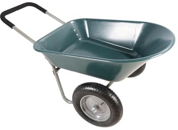 Brouette de jardin robuste avec plateau en polyéthylène antirouille et roues gonflables – Deux roues pour un aménagement paysager et un jardinage faciles, parfaite pour un usage domestique