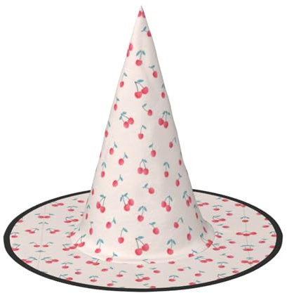 ZHAOUR 1 sombrero de Halloween – bonito estampado de cerezas rojas con estampado de brujas para fiestas, cosplay, juegos de rol, carnaval, disfraces de disfraces