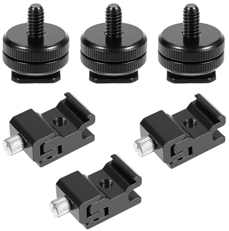 6 Pack 1/4 Cold Shoe Mount Adapter and 1/4 Hot Shoe Mount Adapter, 20 Screw Thread Cold Shoe Flash Stand Adapte for DSLR Camera Rig, Camera Flash Shoe Mounts for Tripod
