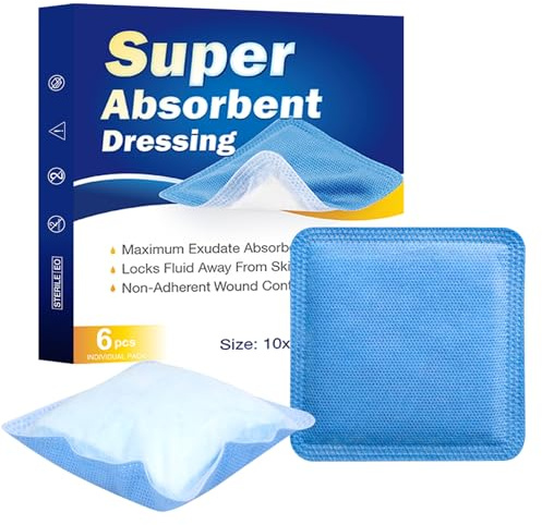 Saugkompressen 10 x 10cm Wasserdichter Super Saugfähige Wundverband Saugfähige Pad Hochabsorbierende Saugverbände 6 Stück