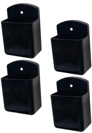 SUPVOX Support Mural Télécommande Adhésif 4 Pièces en Plastique Robuste Noir, Organisateur de Rangement Mural sans Perçage pour Salon et Bureau, Boîte de Rangement Murale Compacte