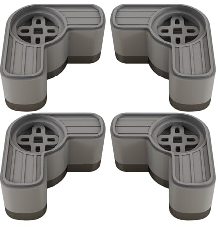 Domestic Machine Oscillation Dampeners - Quadruple Unit Laundry Appliance Matting Shock Absorption Elevating Stabilizer Sound Diminishing Additions | Condominium Utility Residence Cleansing