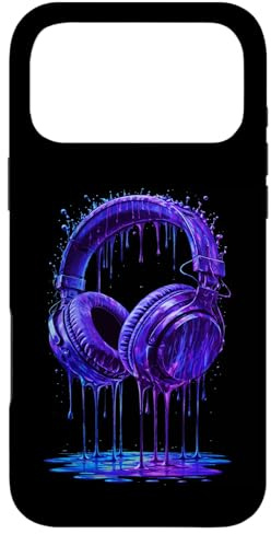 Casque Audio Bleu électrique DJ Gamer Musique Art Paint Drip Coque pour iPhone 17 Pro Max
