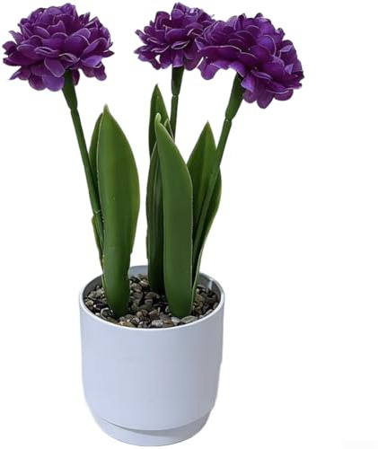 Bonsái artificial con temática de crisantemo para decoración del hogar, oficina, centro de mesa y configuración creativa de exhibición (morado)