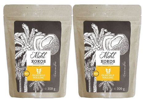 Bio Kokosmehl feingemahlen, 2x500g, teilentölt, Ölmühle Solling