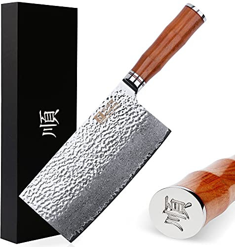 Sunlong Couteau Nakiri de 67 couches en acier Damas VG10, couteau à légumes, couteau à trancher, poignée en bois massif (Couteau Usuba et Nakiri Couteau 16,5 cm)