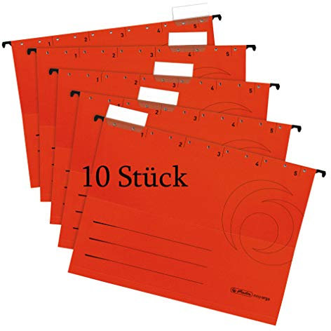 Herlitz Hängemappe A4 UniReg Kraftkarton, 230 g/qm (2x 5er Pack, rot)