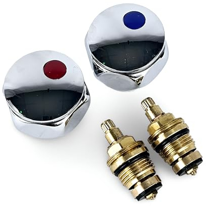 Wärmer System Sostituzione standard Hot & Cold Tap 1/2 '' tappi testa metallo cromato rosso e blu top venduti in coppia