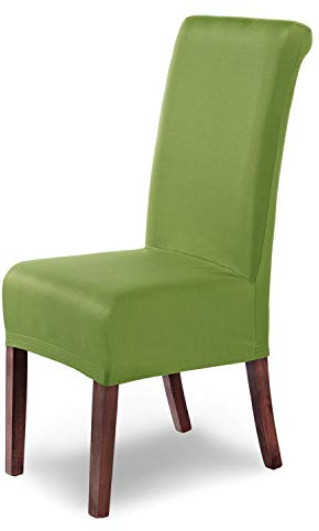 Scheffler Home Stuhlhussen Grün 6er Set Wasserabweisend Marie | Elastische Stuhlbezüge mit Fleckenschutz, waschbar und Öko-Tex zertifiziert, für Schwingstühle und Esszimmerstühle