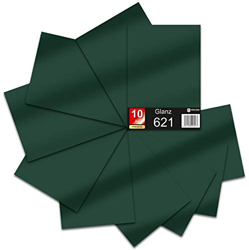 Din A4 Bogen 30x21cm 621/631 Plotterfolie Folie Vinyl Autofolie (060 Dunkelgrün, 10er Set 621 Glanz)