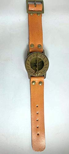 Orologio da polso Steampunk in ottone antico con bussola e meridiana, con bussola meridiana, diametro: 5,1 cm, altezza: 1,3 cm (pollice), per chi ama orologio e timer,