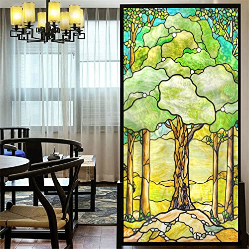 LXDWEI Pellicola per Finestre Privacy Stile Chiesa Europea, Motivo Vetro Smagliato, Senza Colla, Adesivo Statico, Decorativo, Effetto Smerigliato, Adesivi per Finestre 59x120cm (L x P)