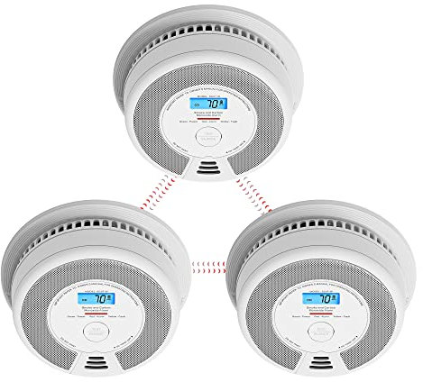 X-Sense Détecteur de Fumée et de Monoxyde de Carbone Interconnecté par RF sans Fil avec Pile d’Une Durée de Vie de 10 Ans, Portée de Transmission Supérieure à 250 m, SC07-W, Link+, Lot de 3