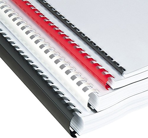 r&b Plastikbinderücken DIN A4, schwarz, 100 Stück, 21 Ringe, Binderücken, Premium (10 mm / 65 Blatt)