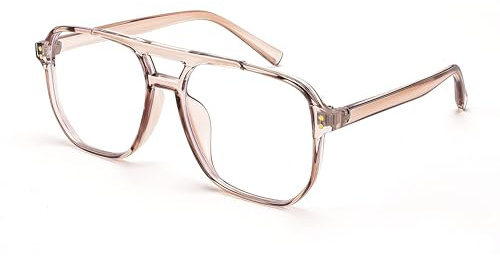 FEISEDY Retro 70er 80er Blaulichtfilter Brille Ohne Stärke Hornbrille B2866 | Quadratische Pilotenbrille, Computerbrille für Damen Herren